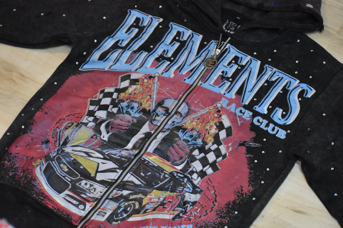 Black Victory Lane Rhinestone Jacket